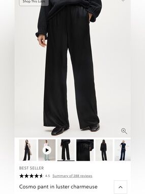J. Crew Black Cosmo Pant in Luster Charmeuse